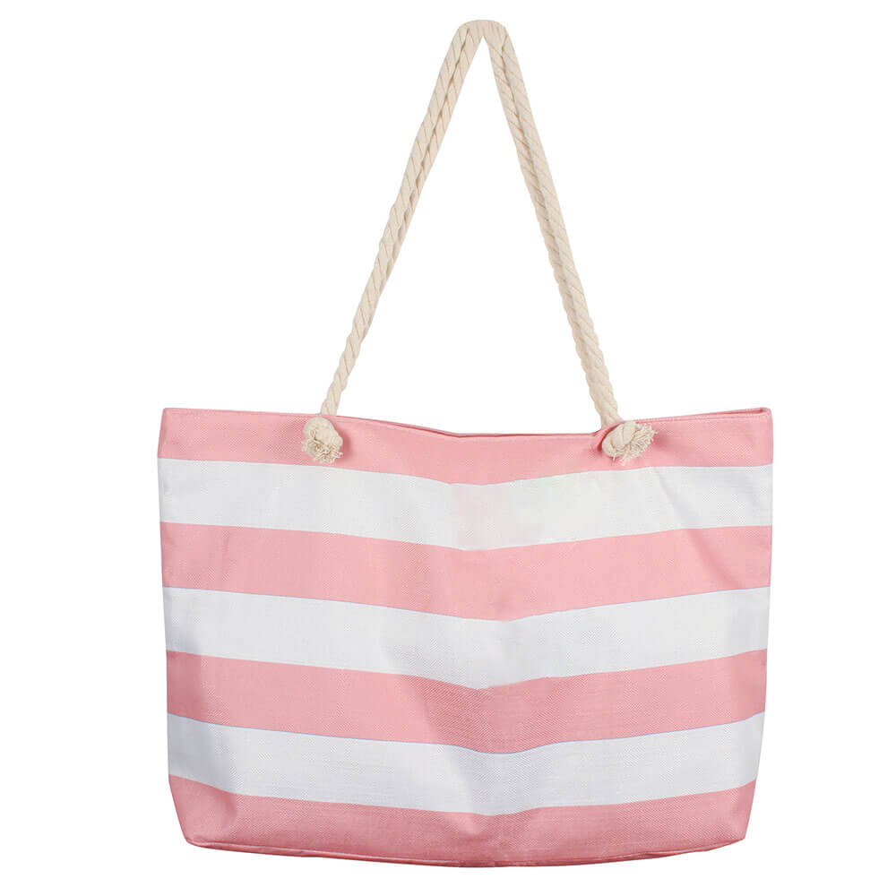 Sac de plage rétro à Stripe avec zip intérieur (70x42x15cm)