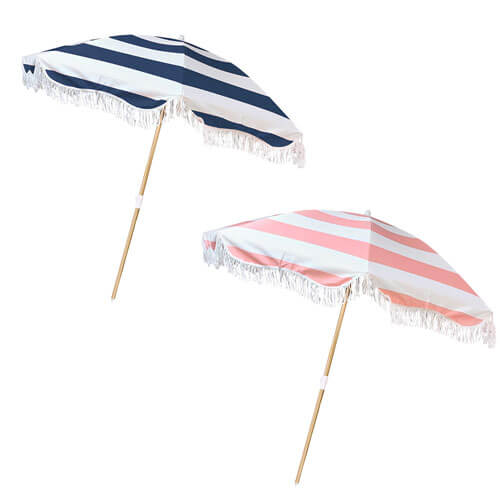 Canvas Beach Umbrella 2M Retro Stripe (200x200cm)