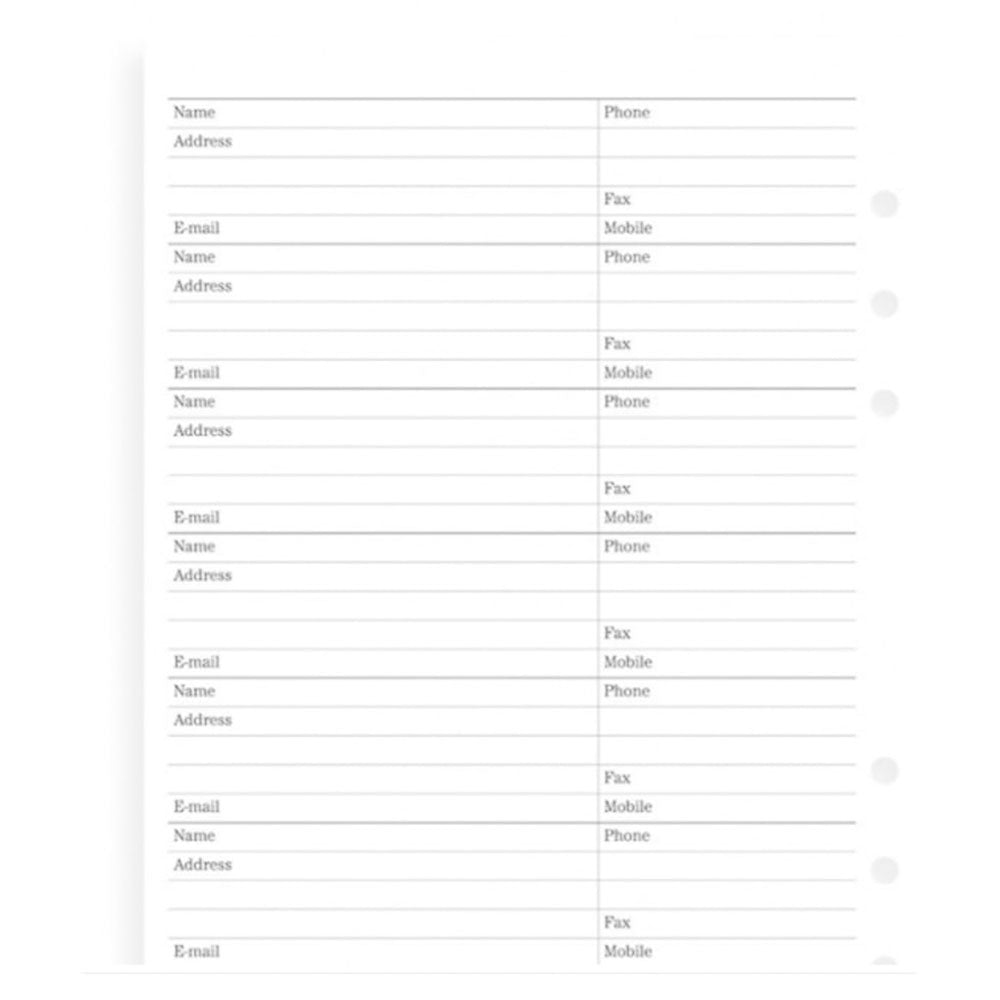 Filofax Deskfax Address Notepaper Insert