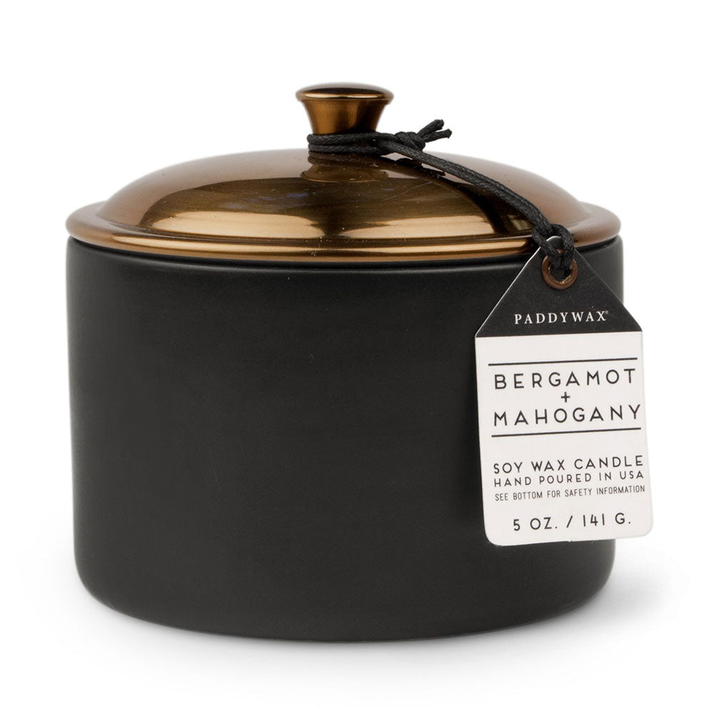 Hygge Bergamot Mahogony Candle w ceramice (czarny)