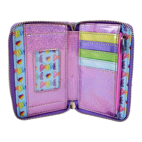 Lisa Frank Hologry Glitter Block Bloque de billetera alrededor de la billetera