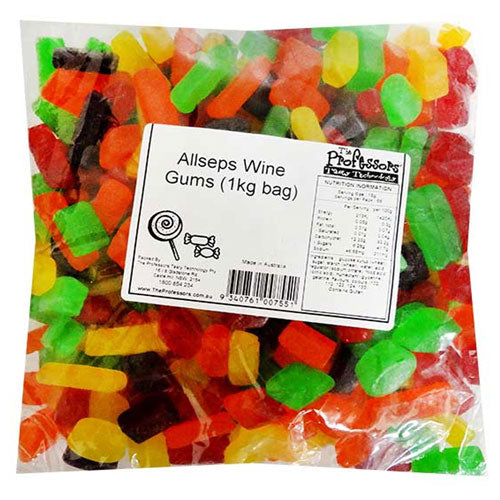 Allseps Bulk Wine Gums 1kg (8 Bags)