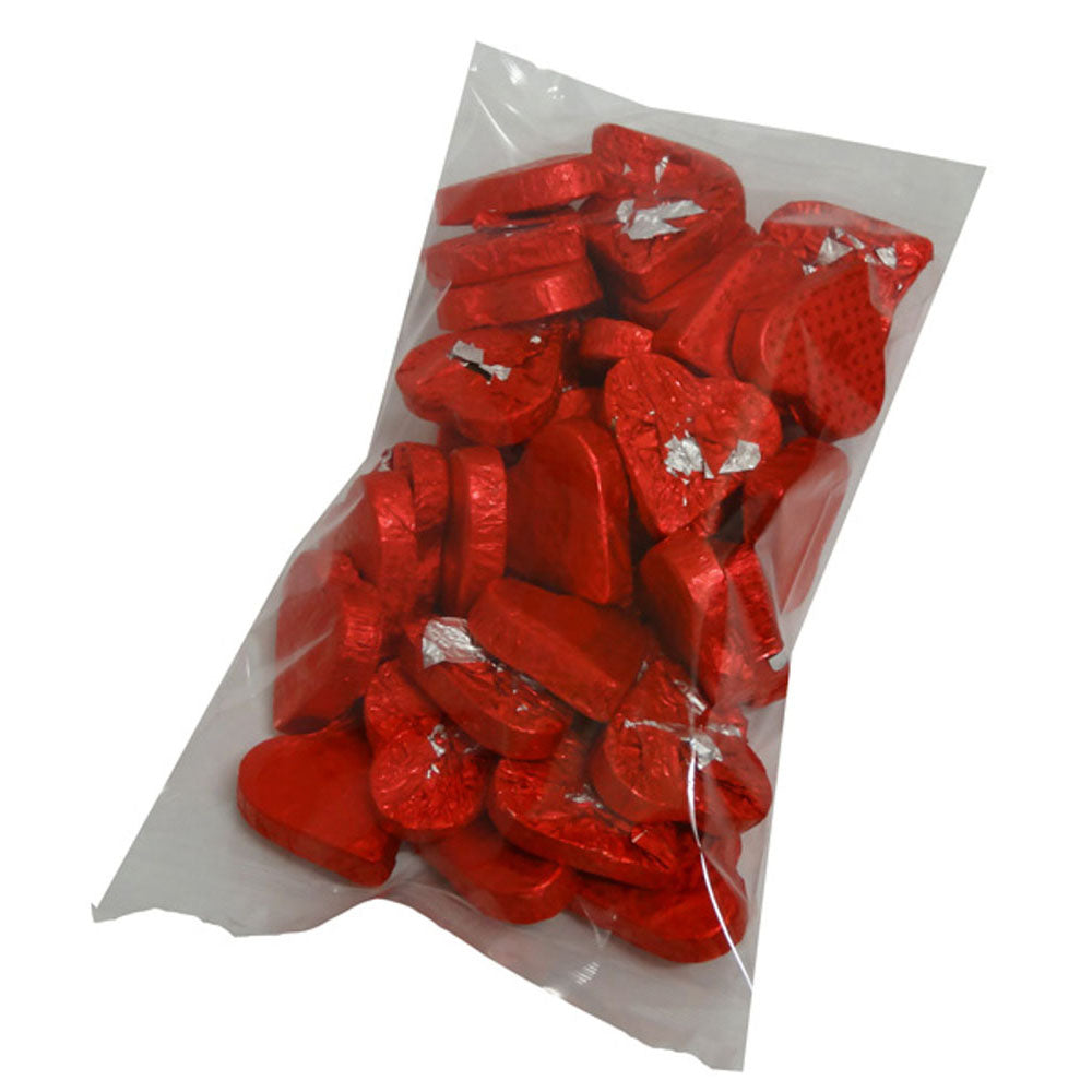 Chocolate Gems Romeo Hearts Embossed Red Foil 1kg (Apx 39pc)