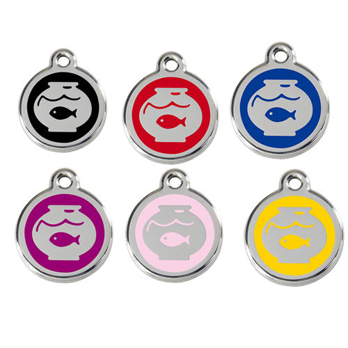 Stainless Steel Fish Bowl Enamel Cat Tags (Small)