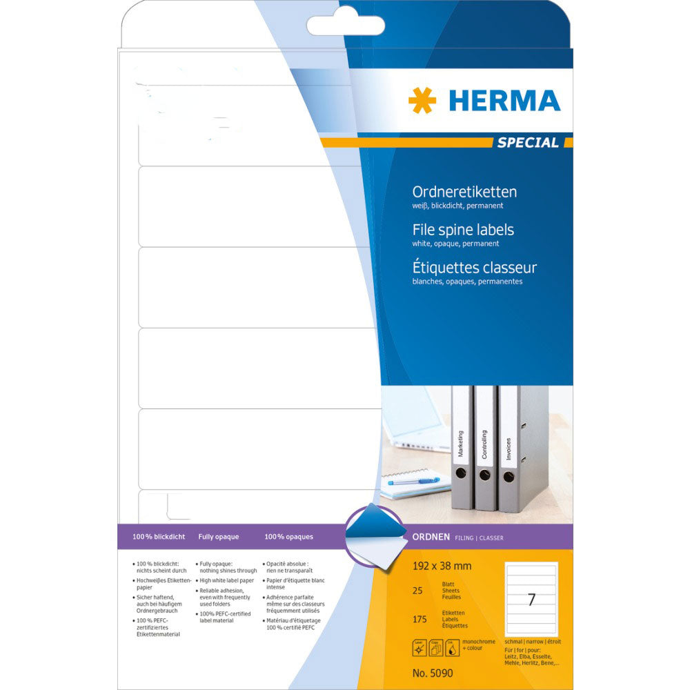 Herma File Spine Etyels A4 25pc (biały)