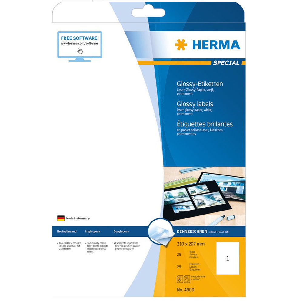 Herma Laser Glossy Labels A4 25pc（白）