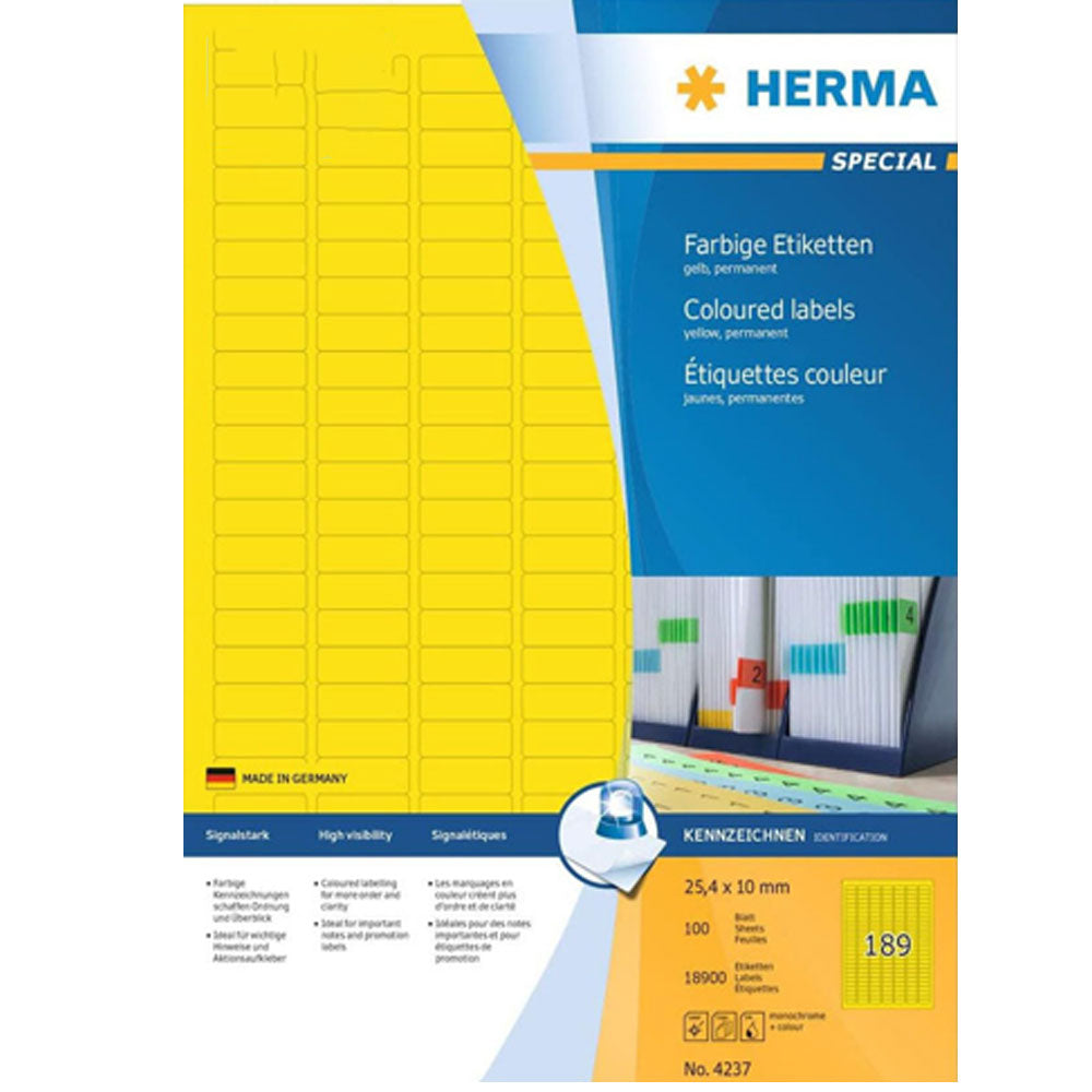 Herma farvede etiketter A4 100pc (25,4x10mm)