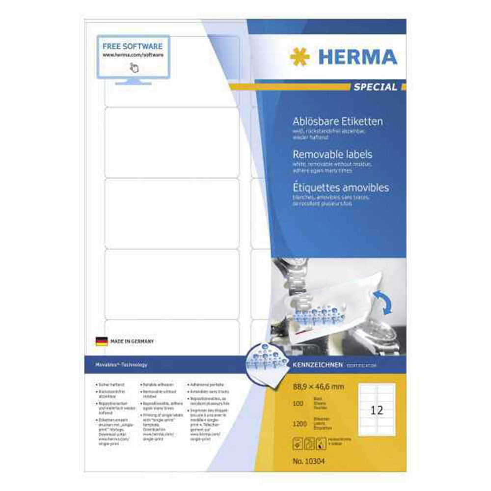 Herma avtagbara etiketter A4 100 st (vit)