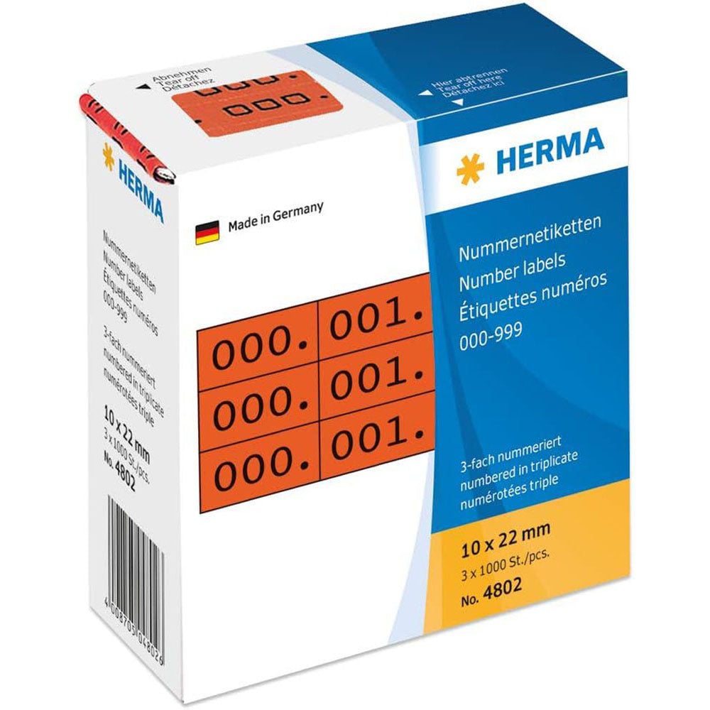 Herma Triplicate Number Labels 1000pc (10x22mm)