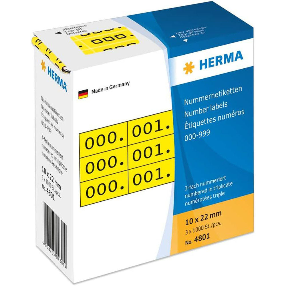 Herma Triplicate Number Labels 1000pc (10x22mm)