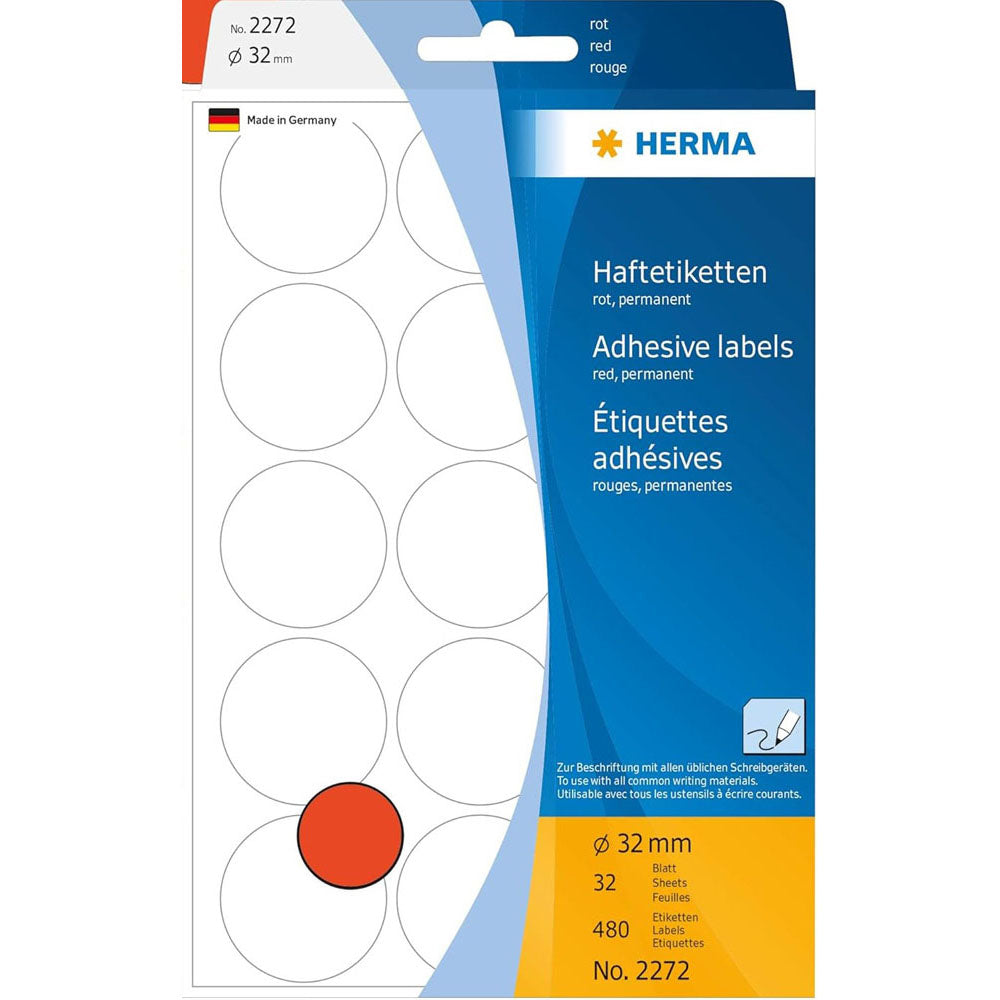 Herma Coloured Adhesive Dot Labels (Red)