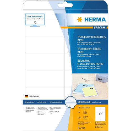 Herma Transparent Matte Labels A4 10pc