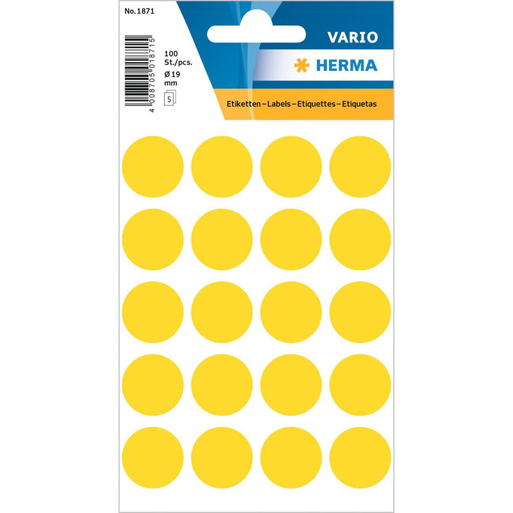 Herma Round Sticker Labels (Yellow)