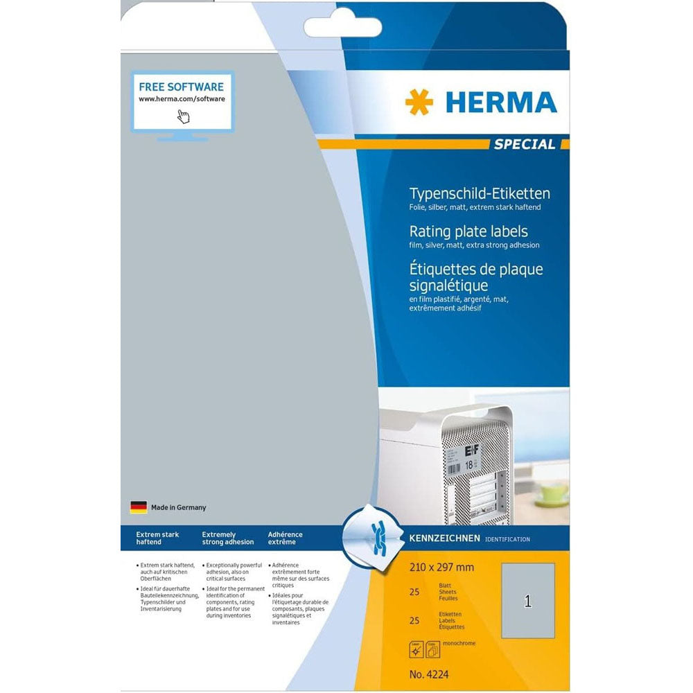 Herma Rating Plate Labels A4 25pc (Silver)