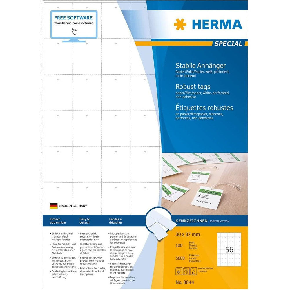 HERMA ROBUST PERFORATEDE TAGS A4 100PC