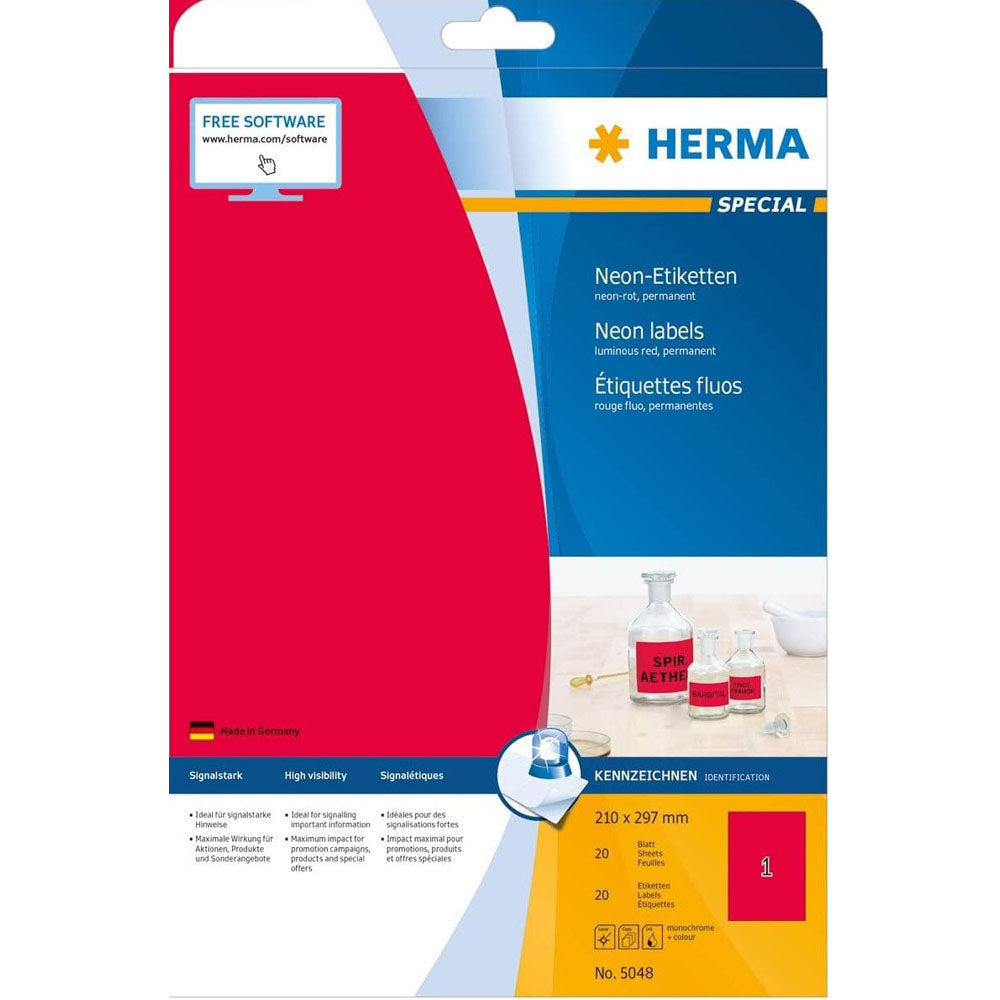 Herma Luminous Neon Labels A4 20pc (210x297mm)