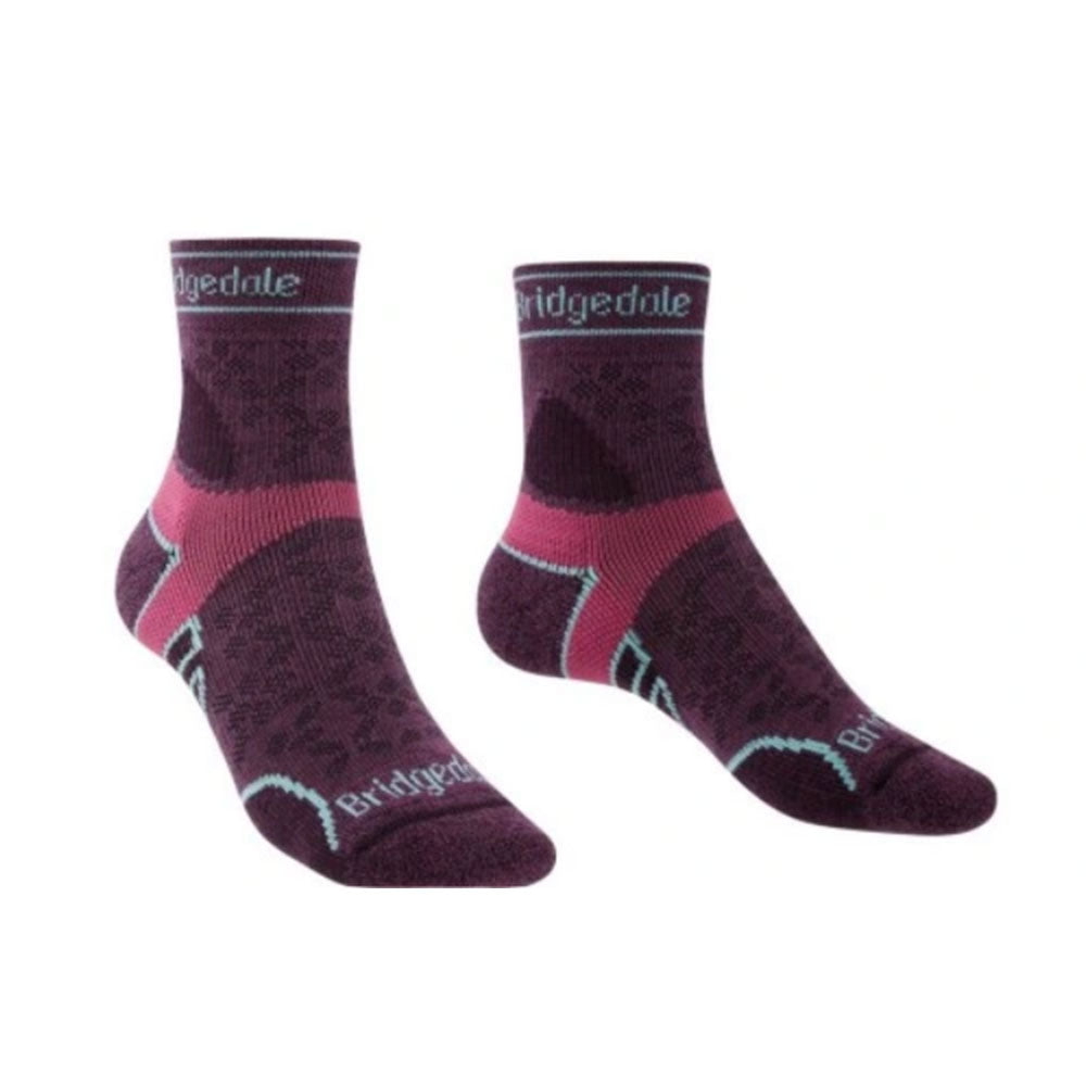 Chaussette mérinos d'équipage léger T2 3/4 pour femmes (Damson)