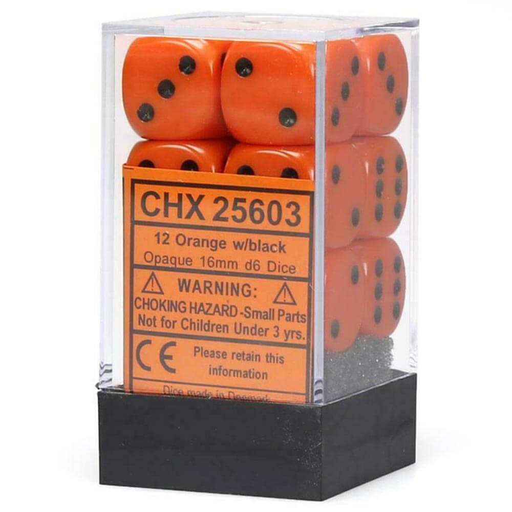 D6 DICE ONEAQUE 16 mm (12 dobbelstenen)