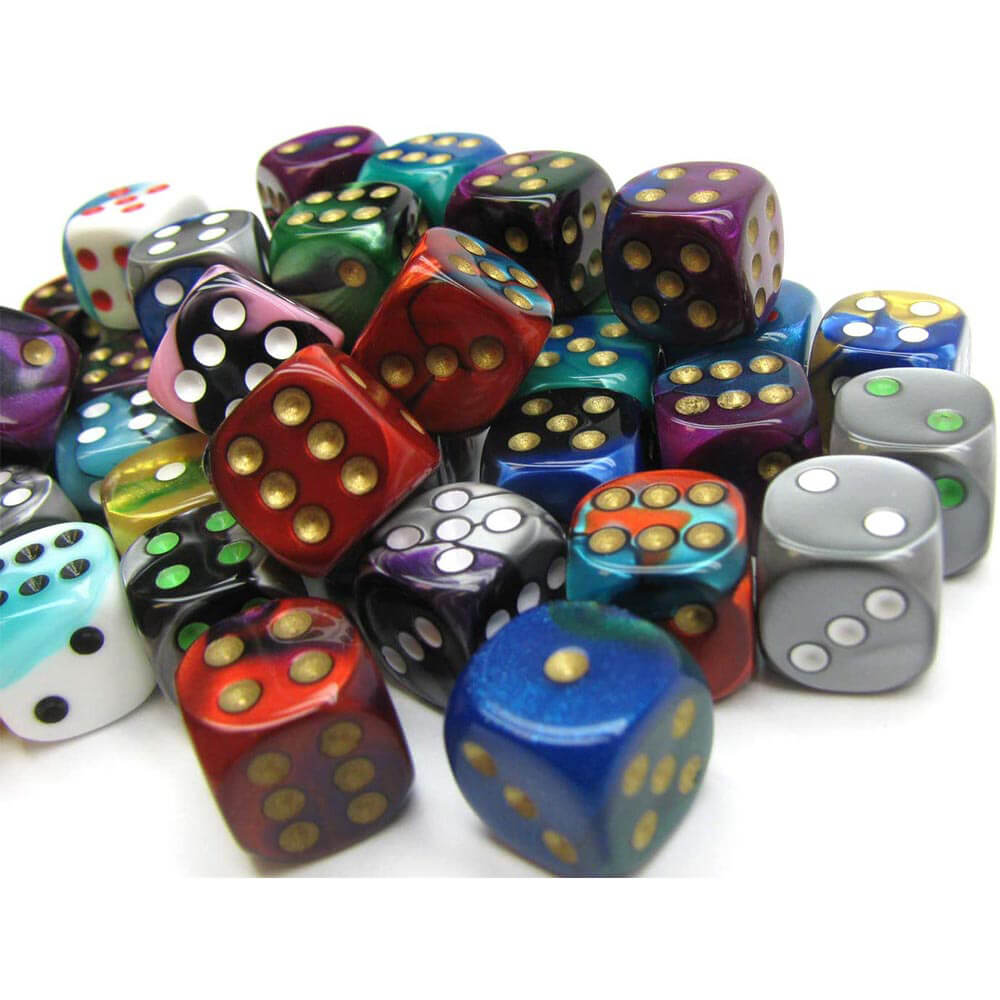 D6 DICE BORDED LOOST 12MM (50 DICE)