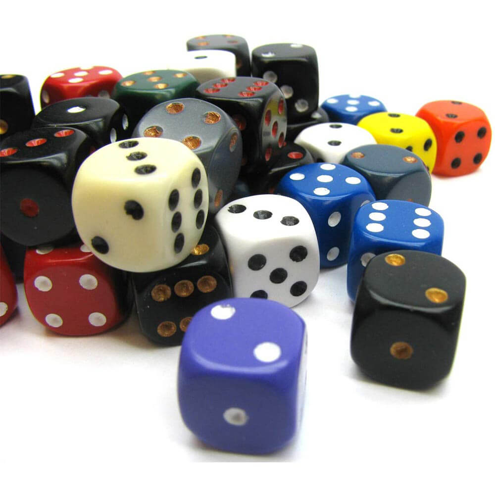 D6 Dice assorti de 12 mm (50 dés)