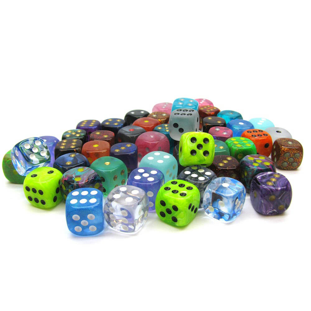 D6 DICE BORDED LOOST 12MM (50 DICE)