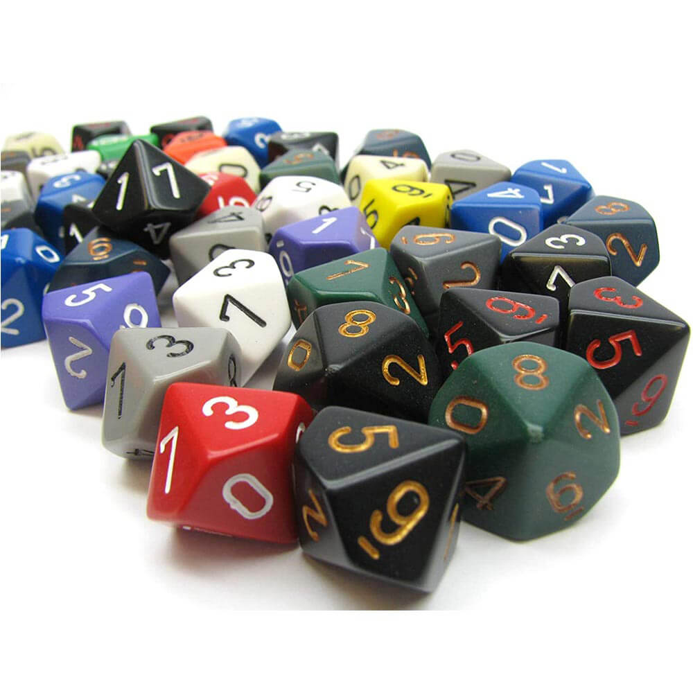 D10 DICE BORDED LOOK POLYHEDRAL (50 DICE)