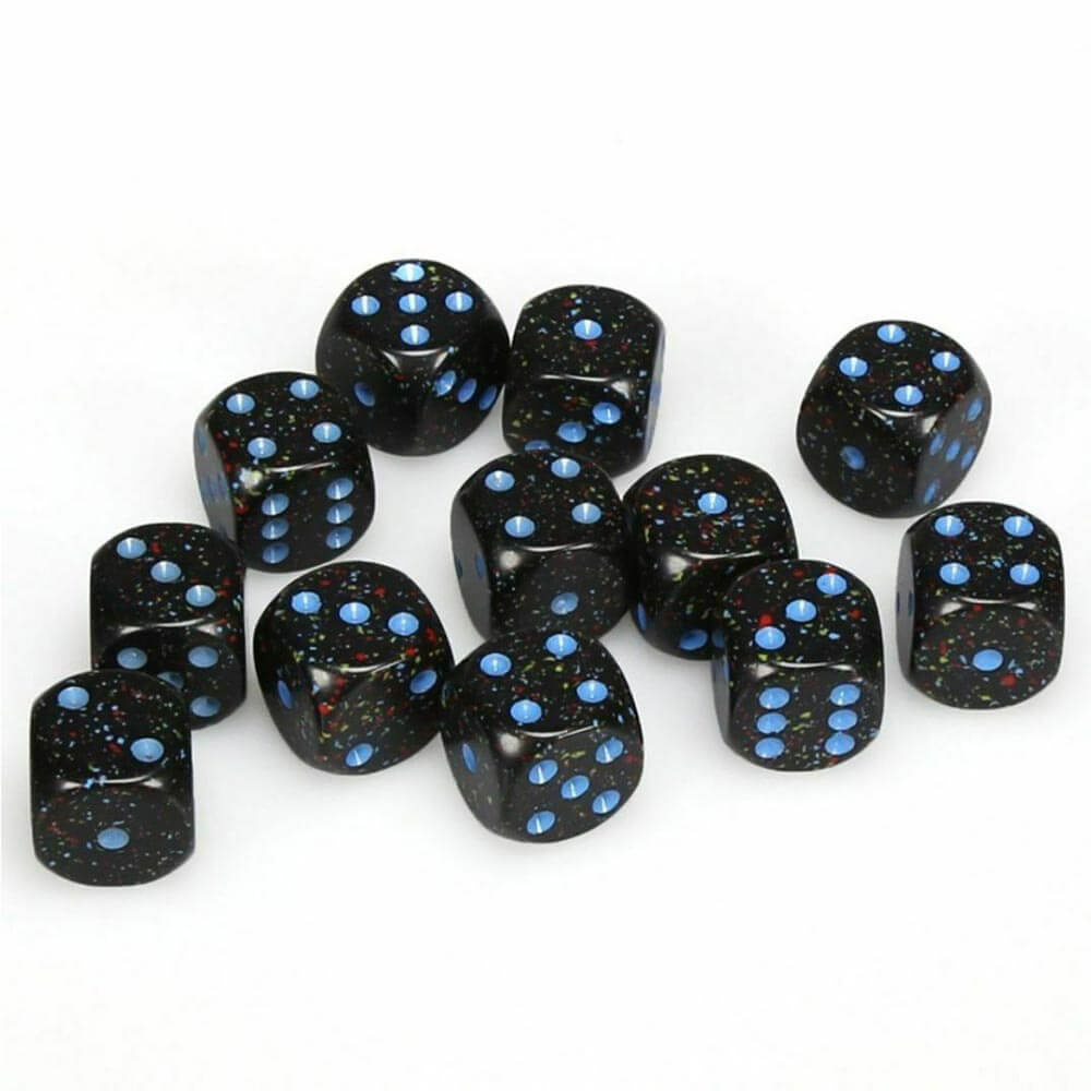 D6 DICE SPECKLADED 16mm (12 dados)