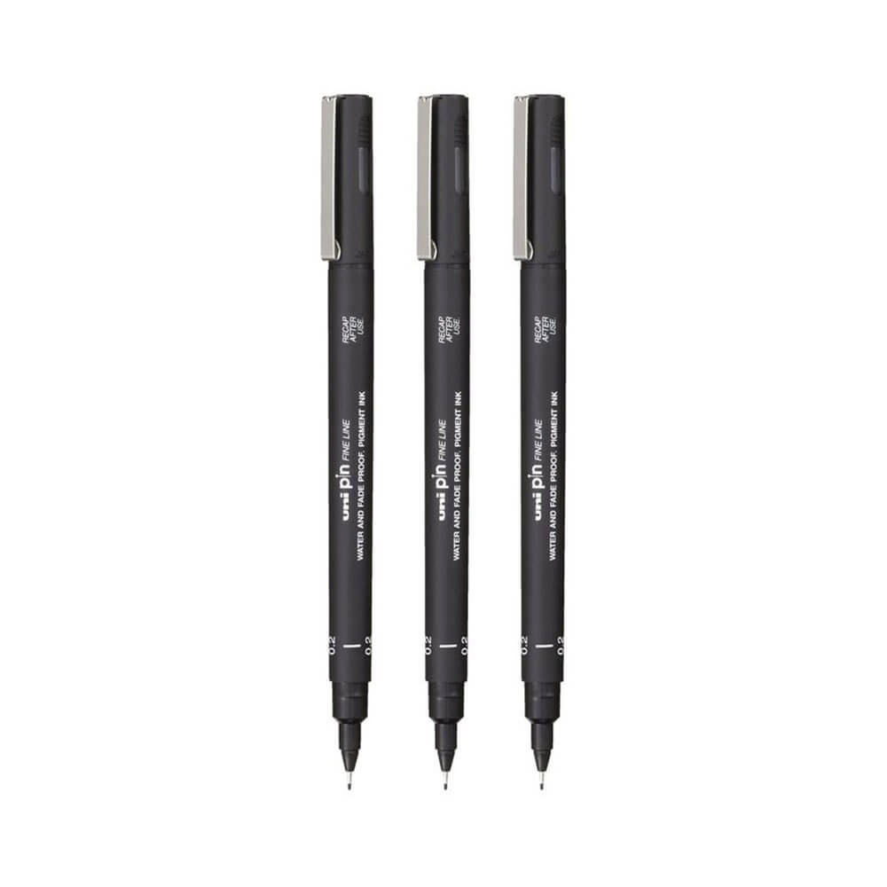 PIN Uni-Ball Fineliner Pen Black (portfel 3)