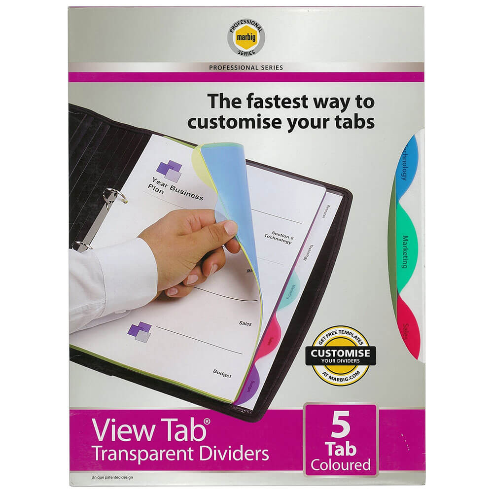 Marbig View Tab transparante dividers A4 (gekleurd)