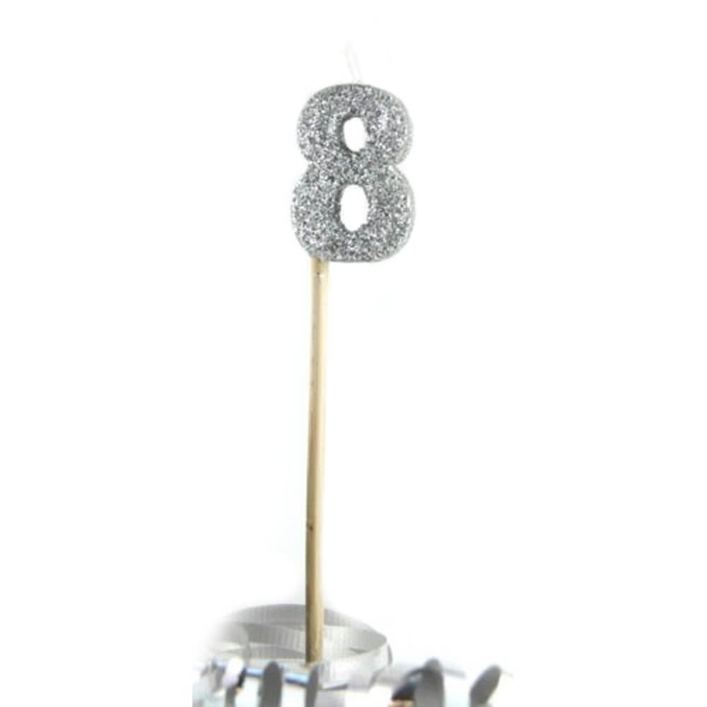 Bougie de bâton long aux paillettes Alpen (argent)