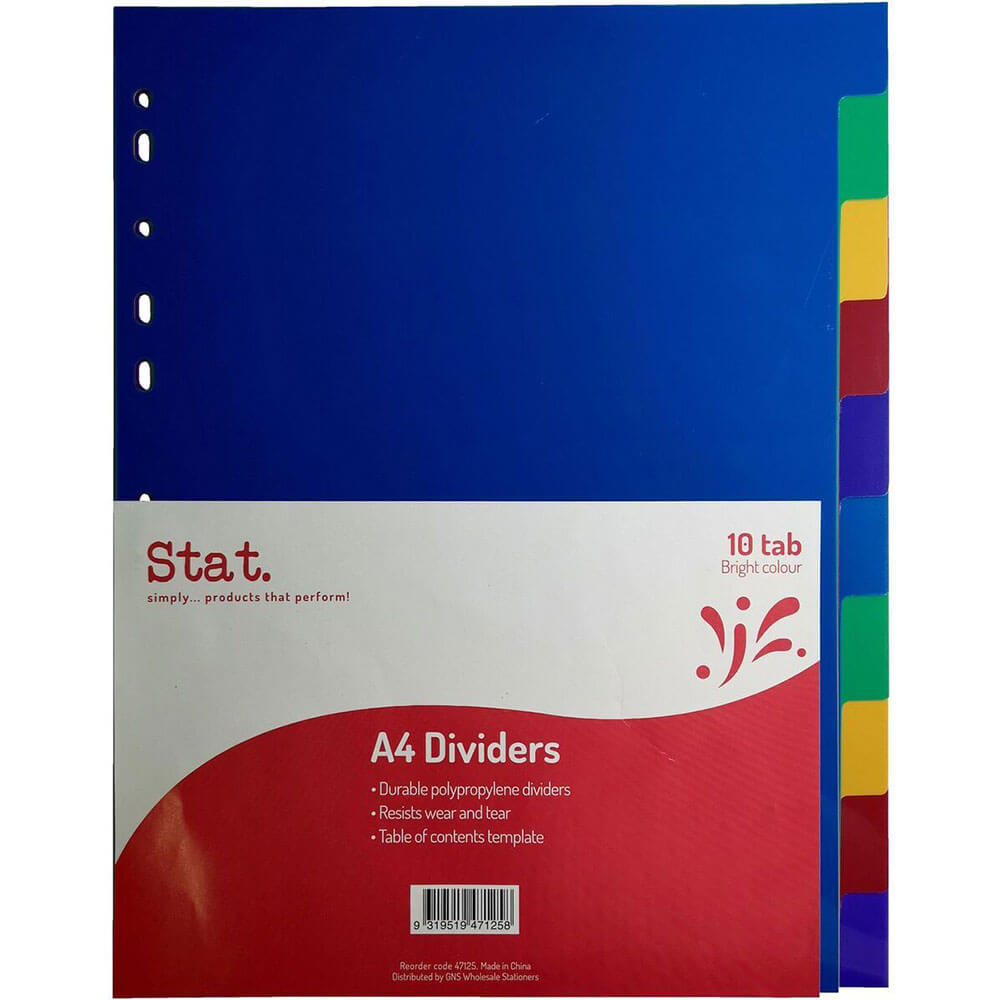 STAT PLASTIC DIVIDERS A4 (coloré)