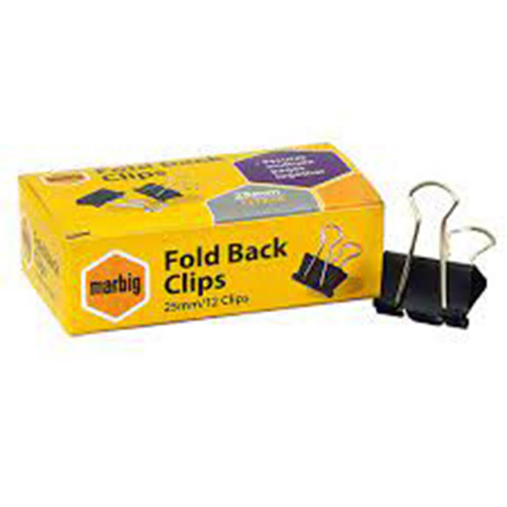 Clips de marbig plegable 12/caja (negro)