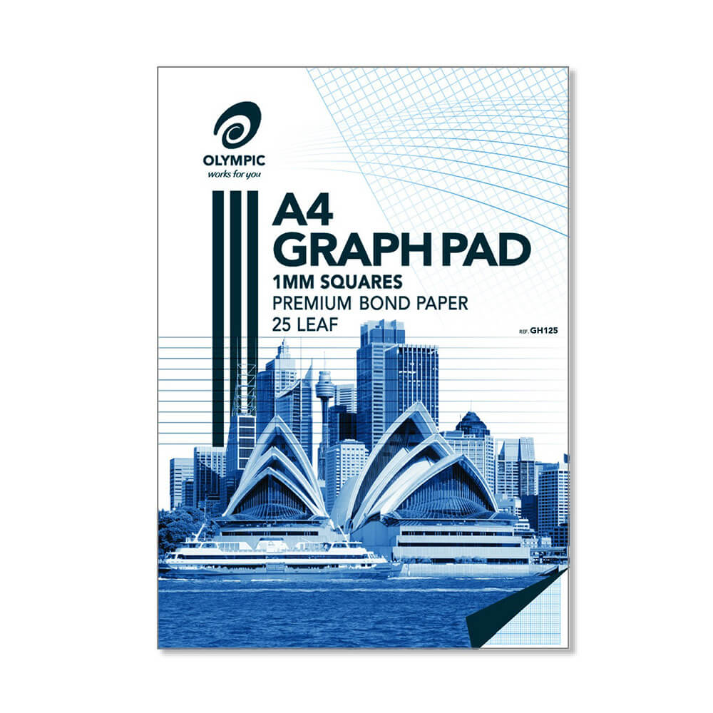 Olympisch 7-Holed A4 Top Gevoted Graph Pad 5pk (25-blad)