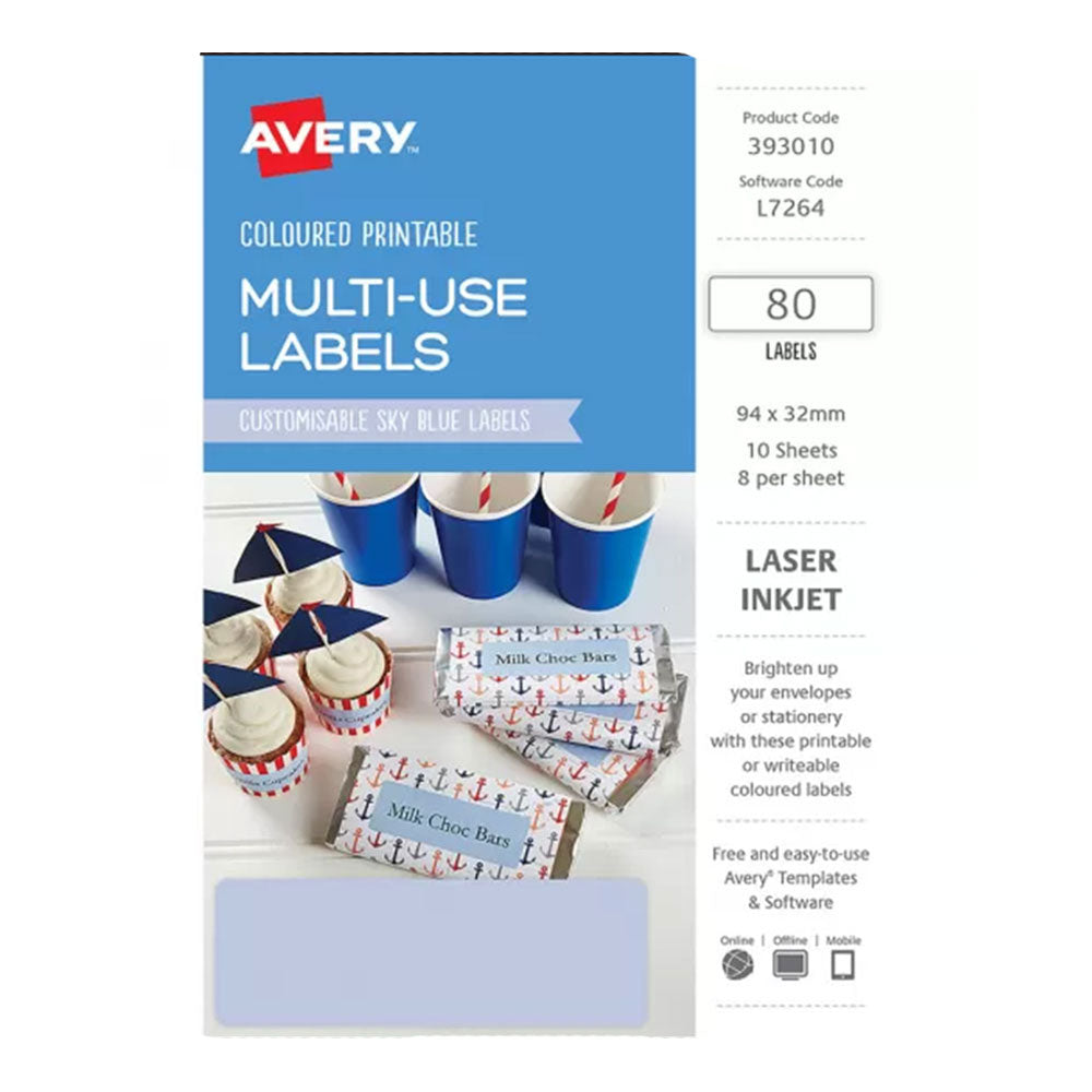 Avery rektangulær laseretikett 80pcs (94x32mm)