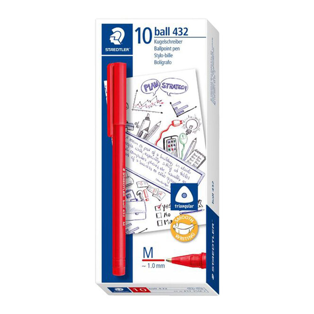 Staedtler Medium Stick三角形のボールポイントペン10pcs