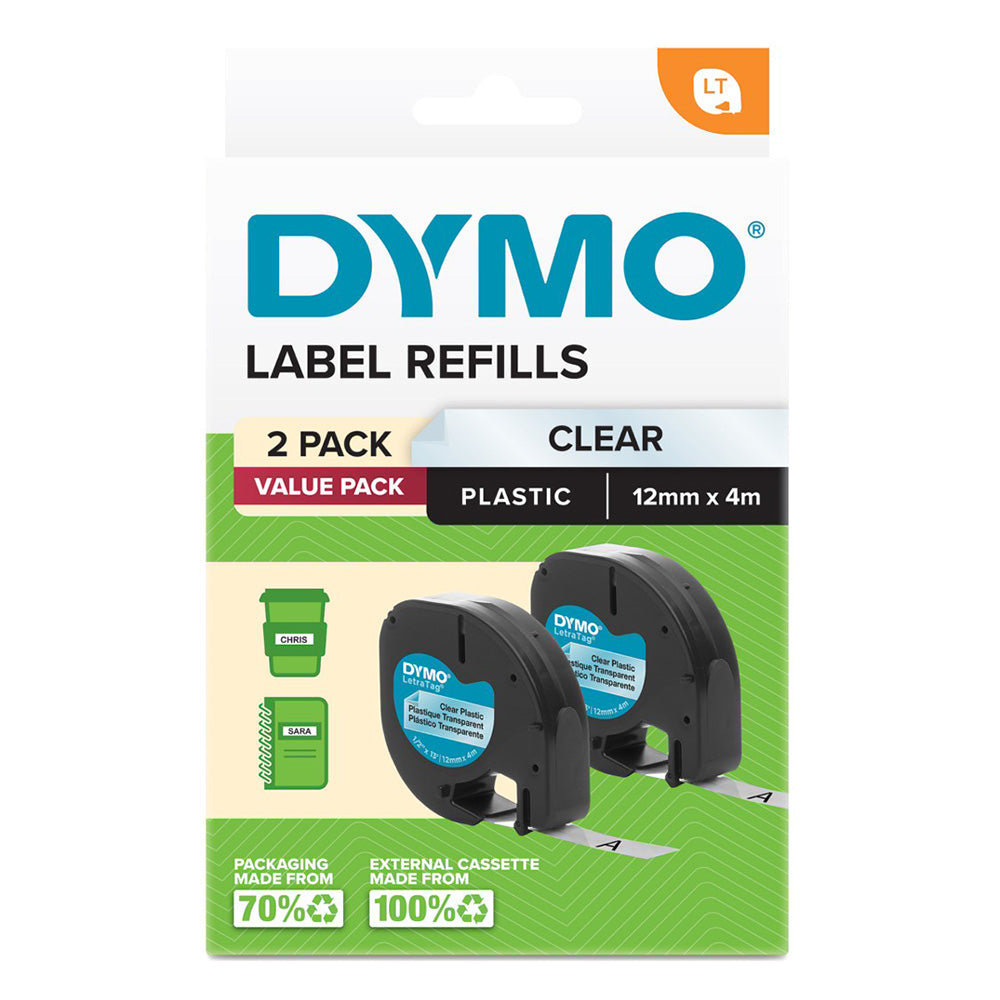 Dymo Letratag plastikowa taśma etykieta 12x4mm (opakowanie 2)