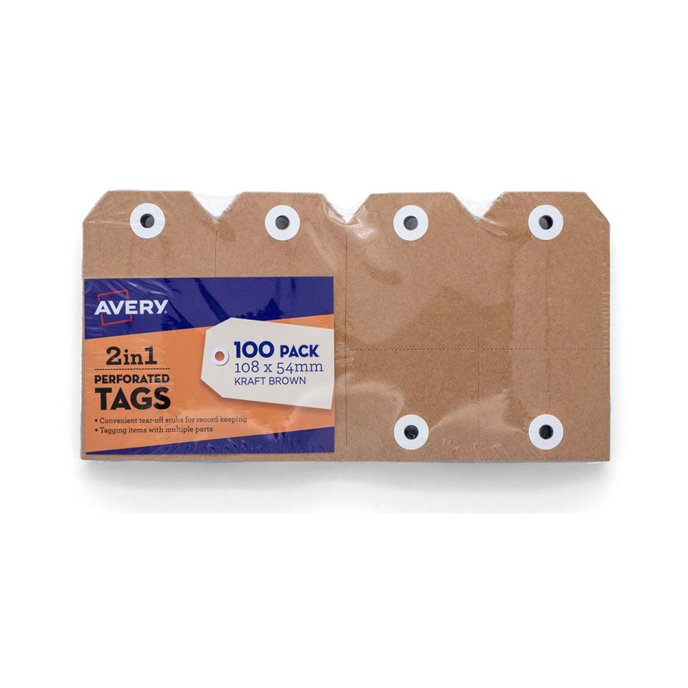 Avery 2-i-1 Kraft-tag (pakke med 100)