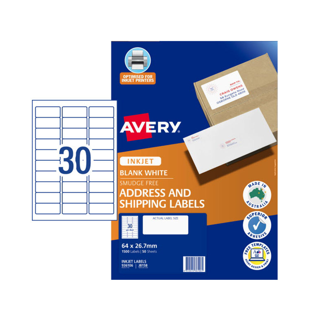 Avery Quick Peel Inkjet Adressing Label 50st