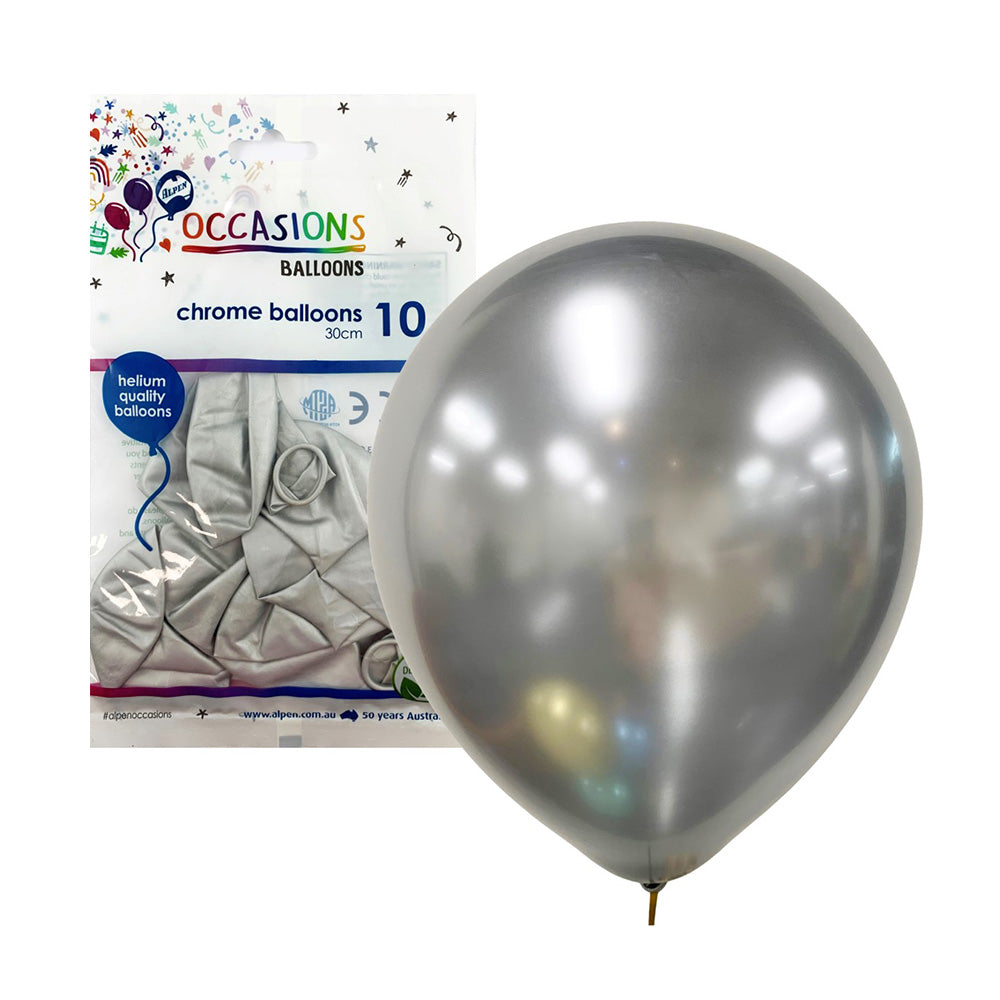 Alpen Chrome Balloons 30cm (paket med 10)