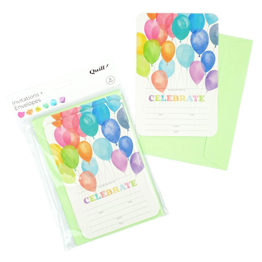 Quill Party Invitation Card & konvolutt 8pk