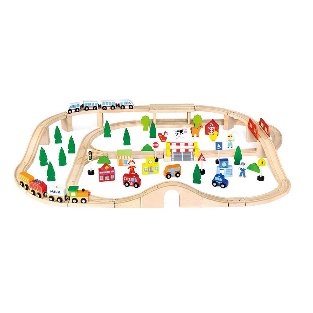 Viga Wooden 90pc. Train Set