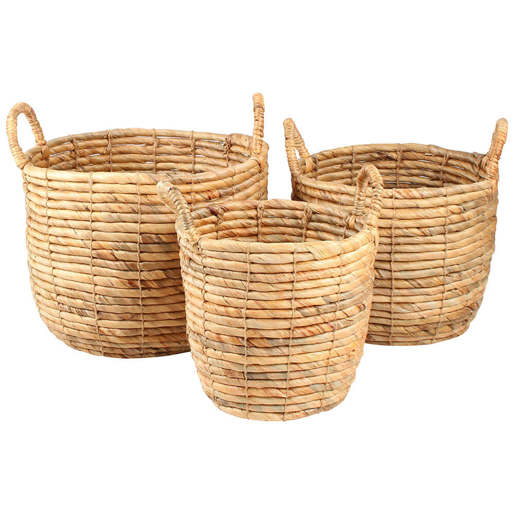 Toni Water Hyacinth Baskets Set of 3 (Large 34x26cm)