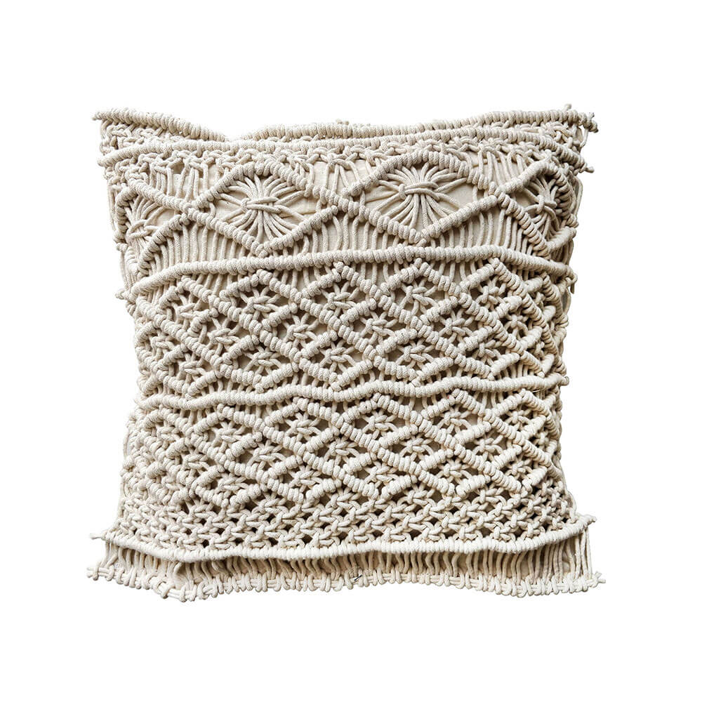 Boho Macrame Cushion with Fill (45x45cm)