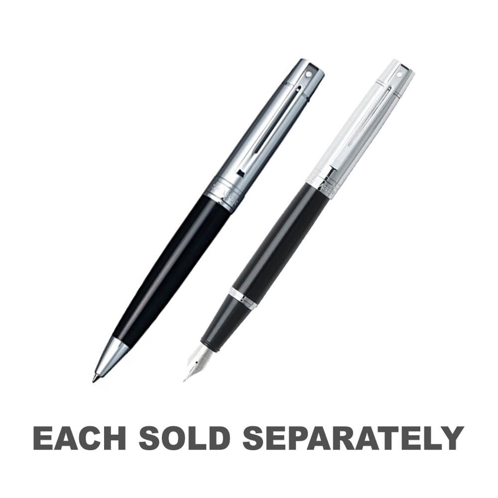 300 Glossy Black/Chrome Cap/Chrome Plated Pen