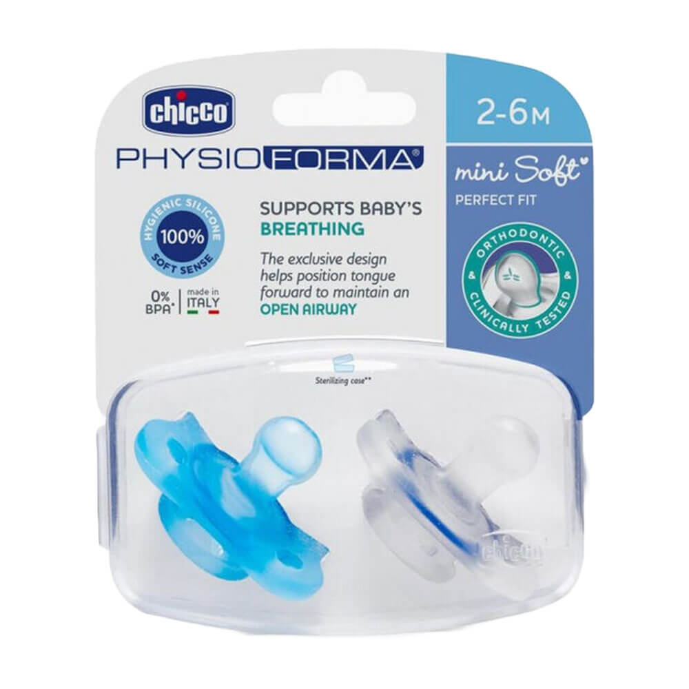 Chicco Nursing Physio Mini Soft Soother 2pcs (bleu)