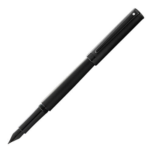 Engraved Matte Black Fountain Pen w/ Black Trim