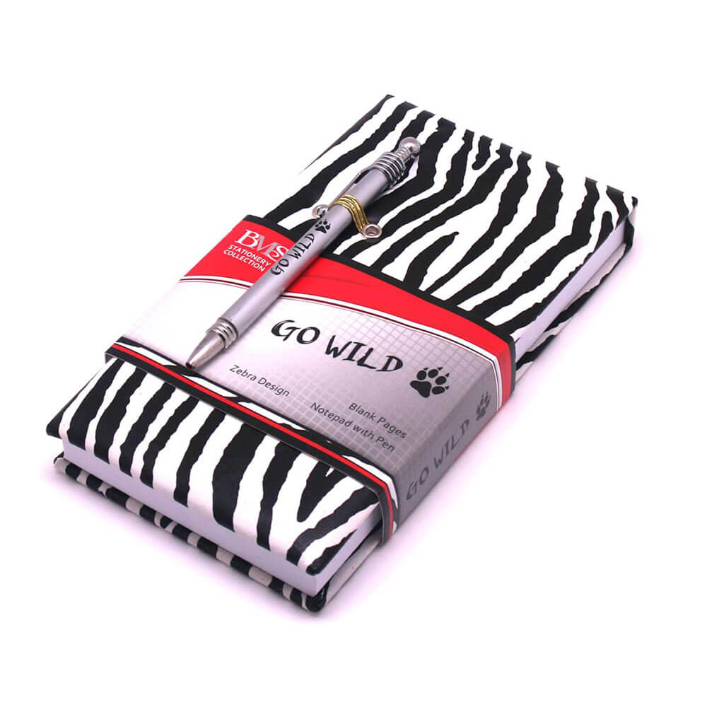 Notebook Blank Pages Zebra Skin Design