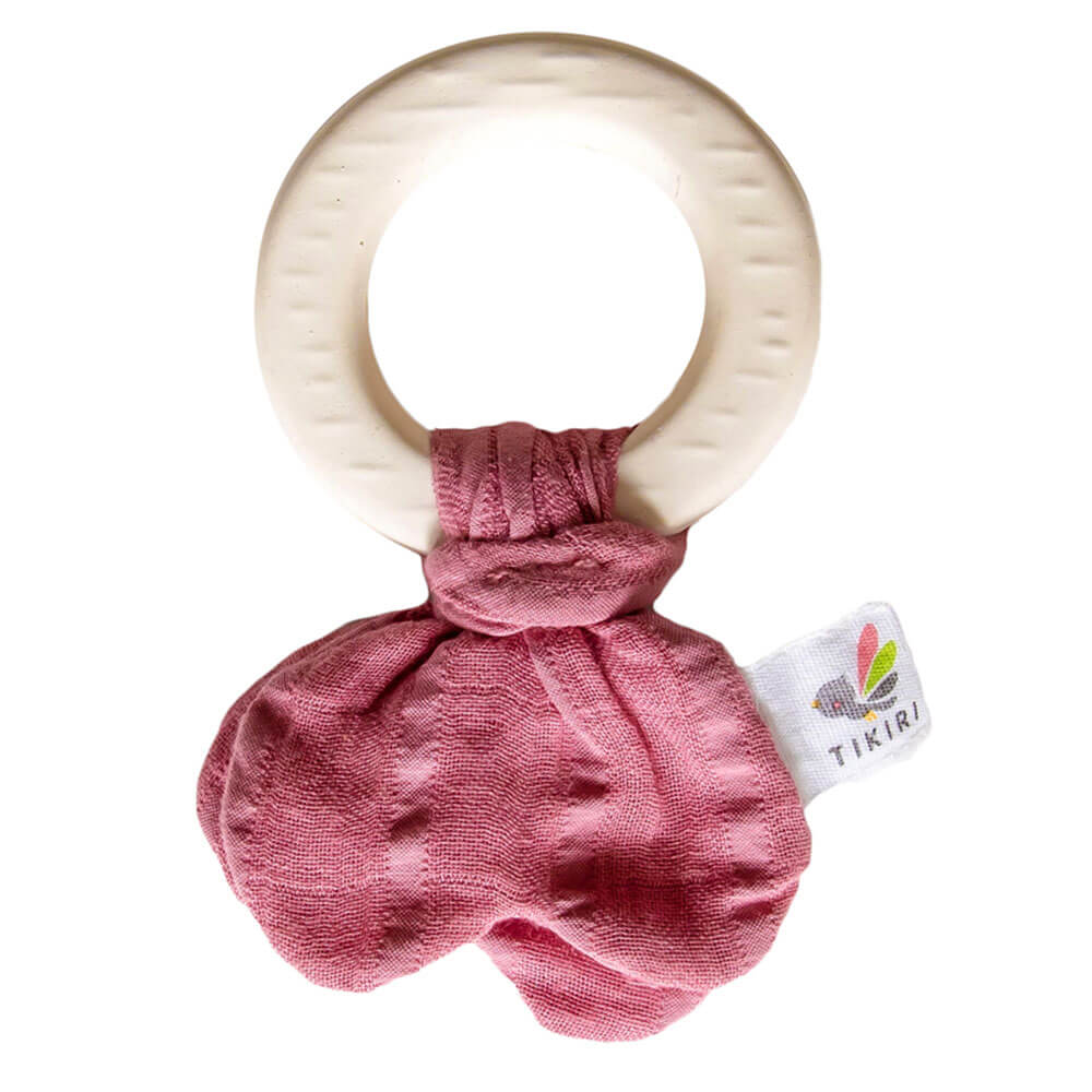 Tikiri naturgummi teether med muslinbind