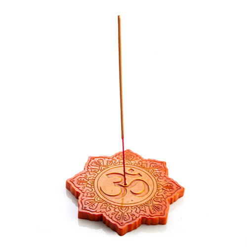 Orange Om Lotus Flat Incense Burner