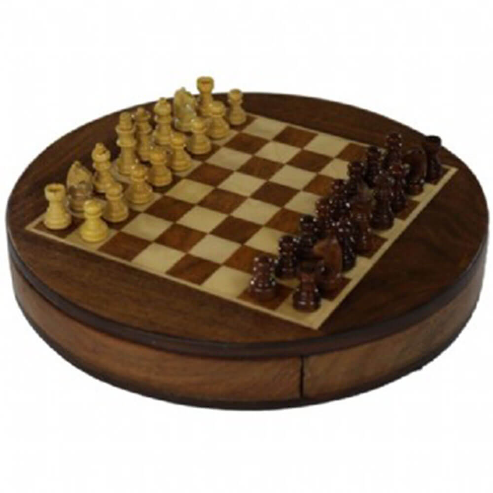 Beyton Magnetic Round Acacia Chessセット